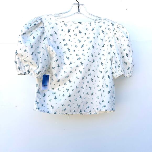 Abound Set Of 2 Bundle Tie Front Bow Cropped Top Puff Shoulder XS Small Blue - Picture 9 of 9